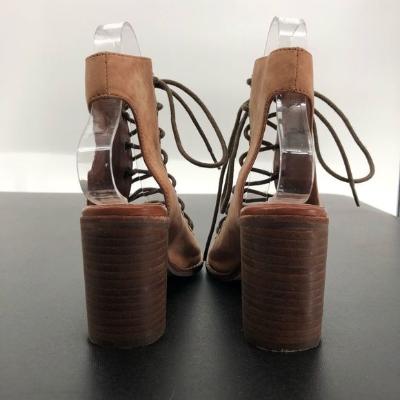 Jeffrey Campbell x Free People Minimal Taupe Lace Up Peep Toe Heeled Sandals - Picture 8 of 14